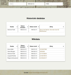 Vyhledávač osob v historických databázích